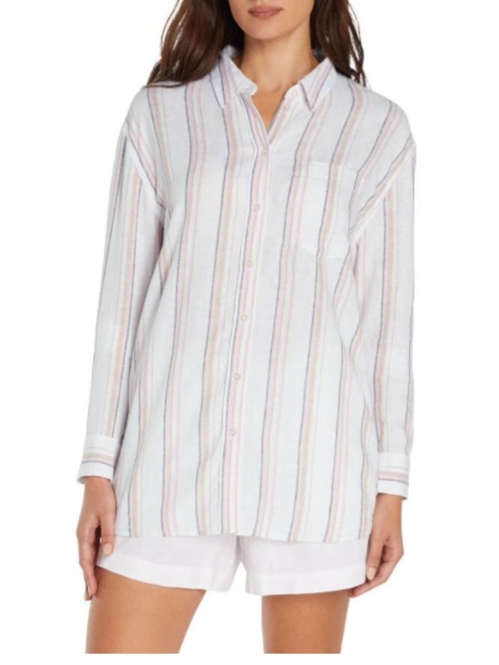 Gap Women's Linen Button Down Stripe Blouse-Size XS-NWT